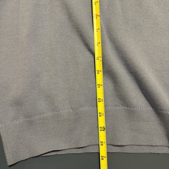 Vintage V-Neck Wool Blend Sweater Medium Blue Made in Spain Classic Minimalist - Picture 7 of 8